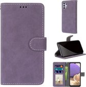 Voor Samsung Galaxy A32 5G Retro Frosted Horizontale Flip PU lederen tas met houder & kaartsleuven & portemonnee & fotolijst (paars)