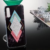 Gekleurde tekening patroon IMD vakmanschap Soft TPU beschermhoes voor Galaxy A50 (Black Diamond Marble)