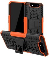 Tyre Texture TPU + PC schokbestendige beschermhoes met houder voor Galaxy A80 (oranje)