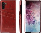 Fierre Shann Retro Oil Wax Texture PU lederen tas met kaartsleuven voor Galaxy Note 10 (bruin)