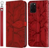 Voor Samsung Galaxy S20 + Life of Tree Embossing Pattern Horizontale Flip lederen tas met houder & kaartsleuf & portemonnee & fotolijst & lanyard (rood)
