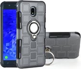 Voor Galaxy J7 (2018) 2 in 1 kubus pc + TPU beschermhoes met 360 graden draaien zilveren ringhouder (grijs)