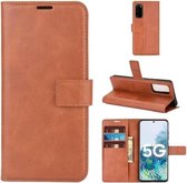 Voor Samsung Galaxy S20 FE Retro Kalfspatroon Gesp Horizontale Flip Leren Case met Houder & Kaartsleuven & Portemonnee (Lichtbruin)