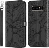 Voor Samsung Galaxy Note8 Life of Tree Embossing Pattern Horizontale Flip lederen tas met houder & kaartsleuf & portemonnee & fotolijst & lanyard (zwart)