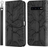 Voor Samsung Galaxy S10 + Life of Tree Embossing Pattern Horizontale Flip lederen tas met houder & kaartsleuf & portemonnee & fotolijst & lanyard (zwart)