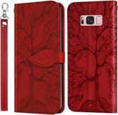 Voor Samsung Galaxy S8 Life of Tree Embossing Pattern Horizontale Flip lederen tas met houder & kaartsleuf & portemonnee & fotolijst & lanyard (rood)