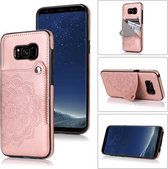 Voor Samsung Galaxy S8 + reliëfpatroon PU + TPU beschermhoes met houder & portemonnee en kaartsleuven (roségoud)