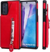 Effen kleur dubbele gesp rits schokbestendige beschermhoes voor Samsung Galaxy Note20 (rood)