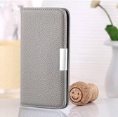 Voor Samsung Galaxy S21 + 5G Litchi Texture Horizontale Flip Leather Case met houder & kaartsleuven (grijs)