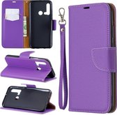Litchi Texture Pure Color Horizontale Flip PU Leren Case met Houder & Kaartsleuven & Portemonnee & Lanyard voor Huawei P20 lite (2019) / nova 5i (Paars)