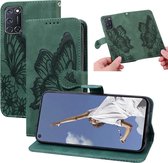 Voor OPPO A52 / A72 / A92 Retro Skin Feel Butterflies Embossing Horizontale Flip Leather Case met houder & kaartsleuven & portemonnee (groen)