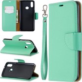 Voor Galaxy A10s litchi textuur pure kleur horizontale flip pu lederen tas met houder & kaartsleuven & portemonnee & lanyard (groen)