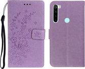 Voor Redmi Note 8T Plum Blossom-patroon Links en rechts Flip lederen tas met beugel & kaartsleuf & portemonnee & lanyard (paars)