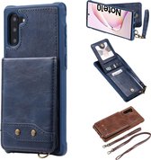 Voor Galaxy Note 10 verticale flip portemonnee schokbestendige achterkant beschermhoes met houder & kaartsleuven & lanyard & fotolijsten (blauw)