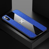 Voor iPhone XS Max XINLI stiksels Doek textuur schokbestendig TPU beschermhoes (blauw)