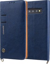 Voor Galaxy S10 CMai2 Kaka-serie Litchi Texture Horizontale flip lederen tas met houder en kaartsleuven (blauw)