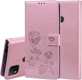 Voor Geschikt voor Xiaomi Redmi 9C Rose reliëf horizontale flip PU lederen tas met houder & kaartsleuven & portemonnee (rose goud)