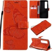Voor Xiaomi Mi 10 Ultra 3D vlinders reliëfpatroon horizontaal flip lederen tas met houder & kaartsleuf & portemonnee (oranje)