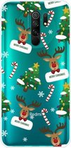 Voor Xiaomi Redmi 9 Christmas Series transparante TPU beschermhoes (Cane Deer)