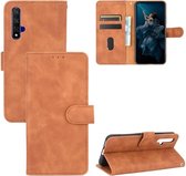 Voor Huawei Honor 20 / nova 5T Effen Kleur Huidgevoel Magnetische Gesp Horizontale Flip Kalftextuur PU Lederen Case met Houder & Kaartsleuven & Portemonnee (Bruin)