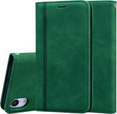 Voor iPhone XR Frosted Business Magnetische Horizontale Flip PU lederen tas met houder & kaartsleuf & lanyard (groen)