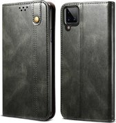 Voor Samsung Galaxy A12 5G Simple Wax Crazy Horse Texture Horizontale flip lederen tas met kaartsleuven en portemonnee (donkergroen)