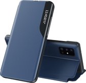 Voor Samsung Galaxy A72 5G zijscherm magnetisch schokbestendig horizontaal flip lederen tas met houder (blauw)