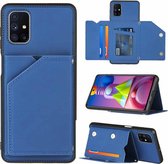 Voor Samsung Galaxy M51 Skin Feel PU + TPU + PC Achterkant Schokbestendig hoesje met kaartsleuven & houder & fotolijst (koningsblauw)