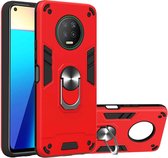 Voor Infinix X690 / Note 7 Armor Series PC + TPU beschermhoes met ringhouder (rood)