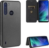 Voor Motorola Moto One Fusion Carbon Fiber Texture Magnetische Horizontale Flip TPU + PC + PU Leather Case met Touw & Kaartsleuf (Zwart)