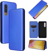 Voor Fujitsu Arrows NX9 F-52A Koolstofvezel Textuur Magnetische Horizontale Flip TPU + PC + PU Lederen Case met Kaartsleuf (Blauw)