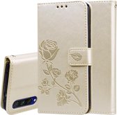 Voor Geschikt voor Xiaomi Mi A3 Rose reliëf horizontale flip PU lederen tas met houder & kaartsleuven & portemonnee (goud)