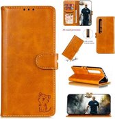 Voor Xiaomi MI 10 Pro reliëf Happy Cat-patroon Horizontale flip lederen tas met houder & kaartsleuven & portemonnee (geel)