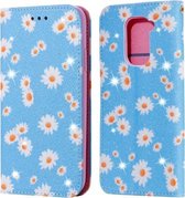 Voor Xiaomi Redmi Note 9 Glittering Daisy Magnetische horizontale flip lederen tas met houder & kaartsleuven en fotolijst (blauw)