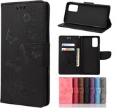 Voor Samsung Galaxy Note20 Ultra vlinders reliëf horizontale flip lederen tas met houder & kaartsleuven & portemonnee (zwart)