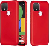 Voor Google Pixel 4a 5G Pure Color Vloeibare siliconen schokbestendige hoes met volledige dekking (rood)