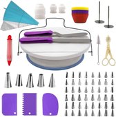 106 in 1 Cake Draaitafel Set Roestvrij Staal Versieren Mond Cake Decorating Baking Tool (Paars)