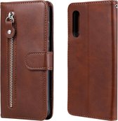 Voor LG Fluwelen Mode Kalfsstructuur Rits Horizontale Flip Leren Case met Houder & Kaartsleuven & Portemonnee (Bruin)