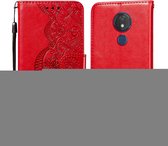 Voor Motorola Moto G7 Power Flower Vine Embossing Pattern Horizontale Flip Leather Case met Card Slot & Holder & Wallet & Lanyard (Red)
