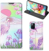 Telefoonhoesje Geschikt voor Samsung Galaxy A71 Wallet Bookcase Vogel