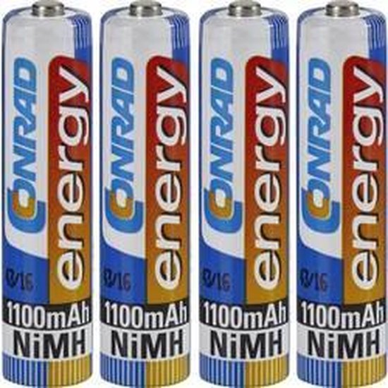 waarheid in het geheim rijk Oplaadbare AAA batterij (potlood) Conrad energy HR03 NiMH 1100 mAh 1.2 V 4  stuk(s) | bol.com