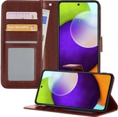 Samsung A52 Hoesje Book Case Hoes Portemonnee Cover - Samsung Galaxy A52 Case Hoesje Wallet Case - Bruin