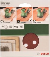 Bosch 5-delige schuurbladset voor excenterschuurmachines 125 mm geperforeerd - korrel 120