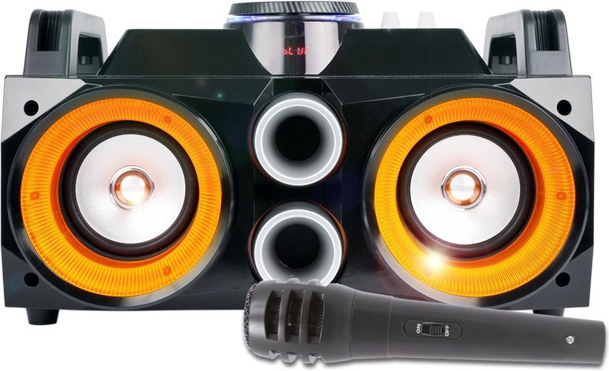 Karaoke set - Fenton MDJ100 Bluetooth karaoke set met karaoke microfoon, echo effect, mp3 speler en LED lichteffect - 100W