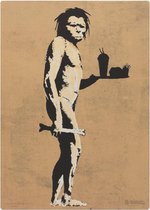 Banksy Graffiti - Fast Food Apeman - Wanddecoratie - Premium Kwaliteit - Canvas Print - Canvas Schilderijen - Muur Schilderijen - Canvas - Wanddecoratie - Afmeting 32cm x 45cm 2cm