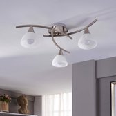 Lindby - LED plafondlamp - 3 lichts - glas, metaal - H: 18 cm - E14 - wit, mat nikkel - Inclusief lichtbronnen