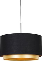 QAZQA shade-duo - Moderne Hanglamp met kap - 1 lichts - Ø 47 cm - Zwart Goud - Woonkamer | Slaapkamer | Keuken