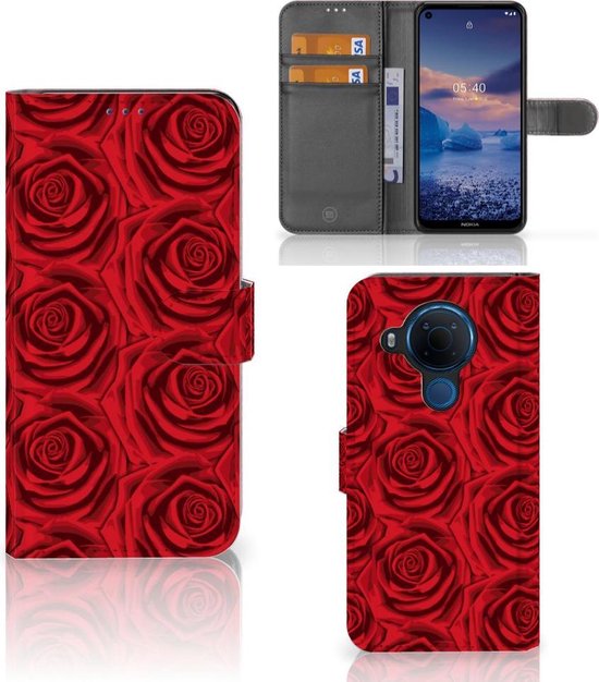 Download bol.com | GSM Hoesje Nokia 5.4 Mobiel Bookcase Red Roses