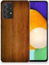 Smartphone hoesje Samsung Galaxy A52 Enterprise Editie (5G/4G) Leuk Case Super als Vaderdag Cadeaus Donker Hout