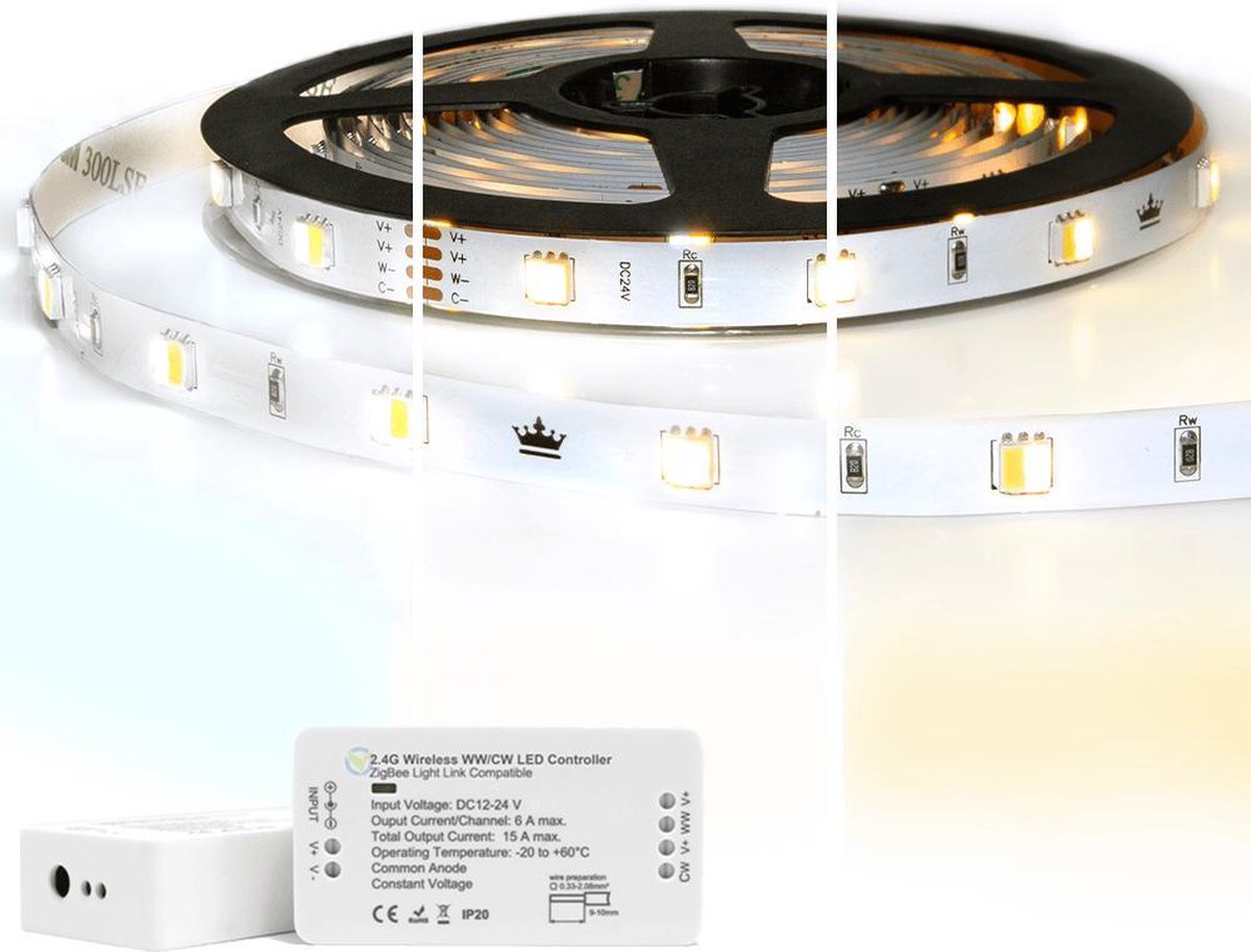 Zigbee led strip - White ambiance - Werkt met de bekende verlichting apps - 1 meter